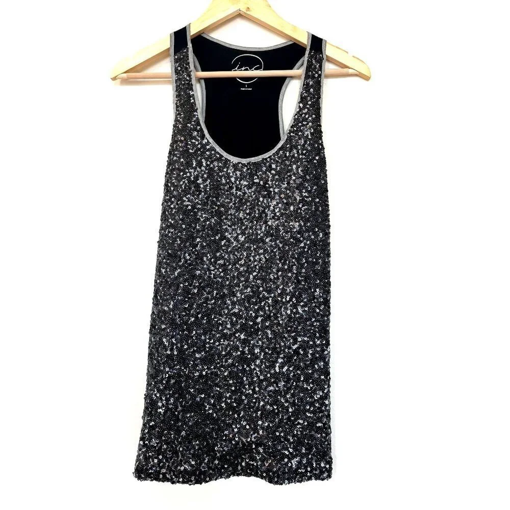INC Sleeveless Sequin Top Size L